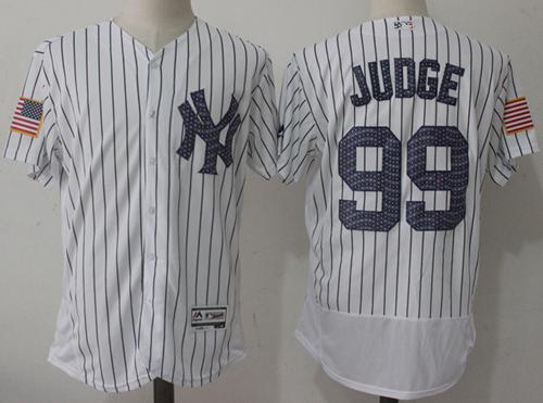 Yankees #99 Aaron Judge White Strip Fashion Stars & Stripes Flexbase Authentic Stitched MLB Jersey